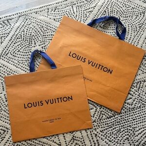 Set of Large & Extra Large AUTHENTIC Louis Vuitton Bold Orange Shopping Bags